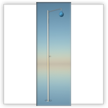 Outdoor showers in one location with a handheld