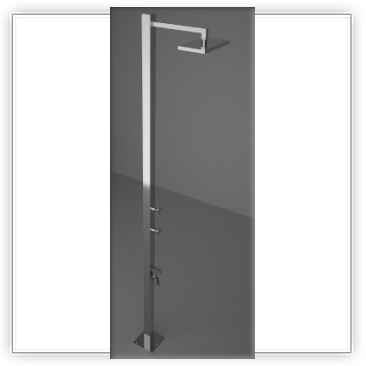 Colonna doccia in acciaio inox 316L a profilo quadro
